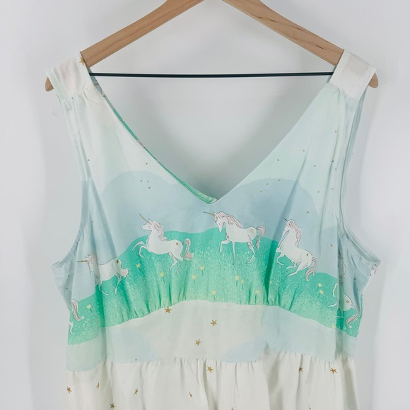 Mint Green Unicorn Print Dress - Picture 4 of 10